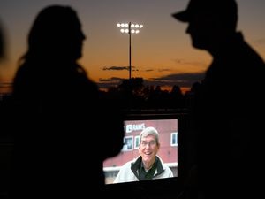 (Francisco Kjolseth | The Salt Lake Tribune) Longtime Highland High School teacher and counselor Dean Collett was honored at a memorial on the school's football field, where he never missed a game, on Friday, June 23, 2023.