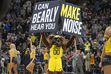 The Utah Jazz Bear shows his support during the second half of an NBA basketball game against the Atlanta Hawks Friday, Feb. 3, 2023, in Salt Lake City. (AP Photo/Rick Bowmer)