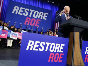 (Evan Vucci | AP file photo) President Joe Biden speaks about abortion access during a Democratic National Committee event at the Howard Theatre, Oct. 18, 2022, in Washington. A trio of top reproductive rights groups are endorsing President Joe Biden and Vice President Kamala Harris. Planned Parenthood Action Fund, NARAL Pro-Choice America, and Emily's List are throwing their early support behind the reelection effort in part to highlight the importance of the issue for Democrats heading into the election year, leaders told the Associated Press.