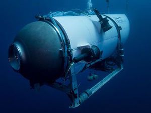 (OceanGate Expeditions via AP, file photo) This undated image provided by OceanGate Expeditions in June 2021 shows the company's Titan submersible. Rescuers are racing against time to find the missing submersible carrying five people, who were reported overdue Sunday night.