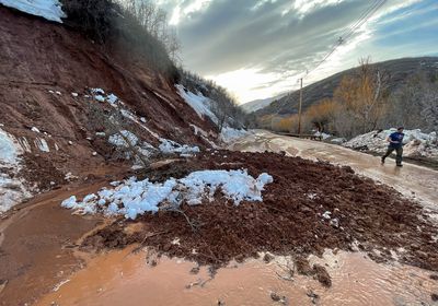 (Trent Nelson | The Salt Lake Tribune) A mudslide blocks a lane of traffic in Emigration Canyon on April 12, 2023. The National Weather Service announced on Wednesday that, for the first time in 40 days, there were no active flood watches, warnings or advisories for the state of Utah.