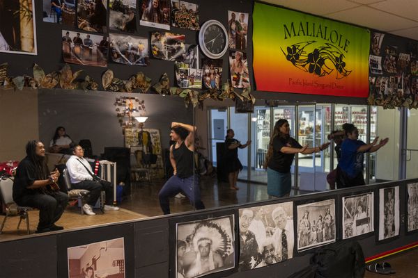 (Rick Egan | The Salt Lake Tribune) Haviar Tuitama-Hafoka sings as the Malialole Dance and Entertainment group performs at a Glendale studio on Thursday, June 1, 2023.